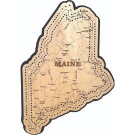 Maine State Shape Road Map Cribbage Board