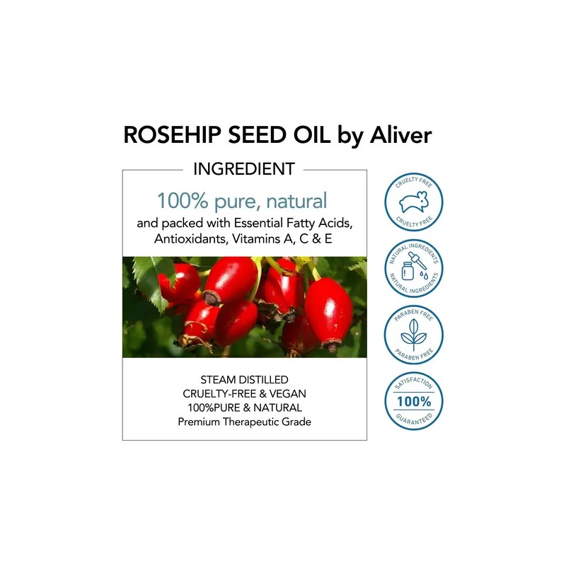Aceite Rosa Mosqueta Puro, Manchas, Cicatrices, Paño, Cabell