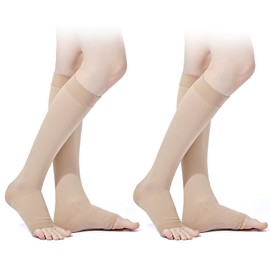 20-30 mmHg Compression Stockings for Women and Men, Medical Compression Stockings, Class 2, Open Pointed Support Stockings, Compression Socks, Thrombosis Stockings for Flight Pregnancy Travel Varicose