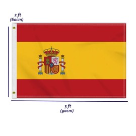 Large 60 x 90 cm Spain Flag, 2 x 3 ft Medium 150D Spanish Banner, Durable Doube Side Print Decor Brass Eyelets Medium Spain