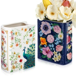Uiifan 2 Pcs Ceramic Book Shaped Vase Small Decorative Gift Decorations for Mom Cute Flower Vases Home Decor for Bookshelf Dining Table Desk Office Home Decor for Book Lovers(Trendy)