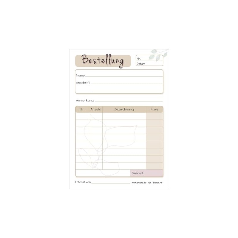 PRICARO A6 Paper Order Acceptance Pad (Pack of 5)