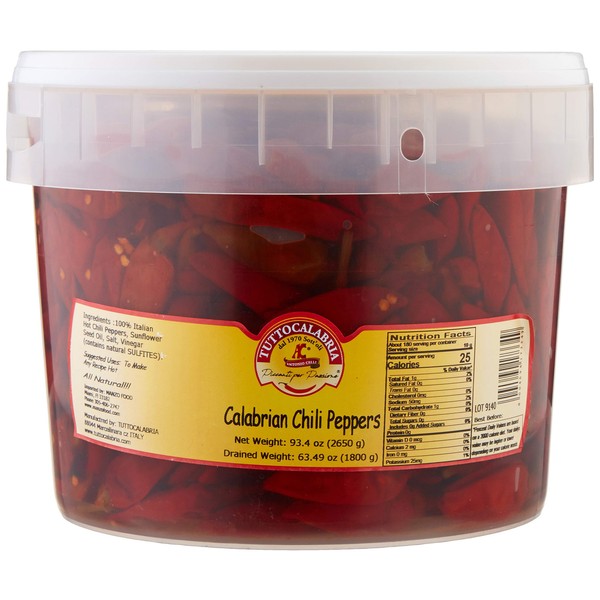 Whole Calabrian Chili Peppers | (BULK TUB) (1 tub x 98 OZ) by TUTTOCALABRIA Product Name