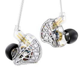 CCZ NC02 in Ear Monitor Headphones, IEMs for Gaming, Deep Bass Wired Earbuds, 1DD 10mm Dynamic Driver in Ear Headphones, in Ears for Singers Musicians Drummer, Tangle-free Cable (Clear, without Mic)