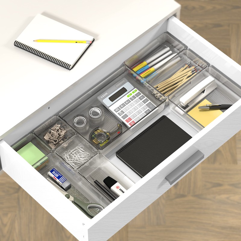 Simple Houseware 30 Pack Clear Plastic Drawer Organizers(9S, 10M, 7L,