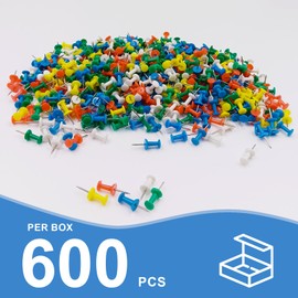 600 pcs Assorted Colors Thumb Tacks for Cork Board, Round Heads Push Pins Tacks, Stainless Poin Map Pins, for Photos Hanging Tacks,Tags, Office and Home,Bulletin Board