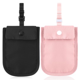 AHQiZFX 2 Pcs Travel Bra Wallet for Women, Hidden Undercover Travel Bra Wallet, Washable Bra Wallet, Secret Stash Pocket for Credit Cards, Money, Valuables with Adjustable Elastic Strap (Pink, Black)