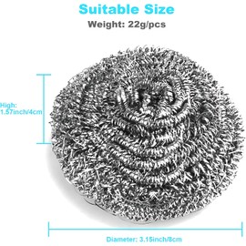 PEAKTREND 20Pcs Steel Wool Scrubber Pads for Cleaning Dishes, Pans, Pots, Ovens, Grills, Sinks - Stainless Steel Scrubbers for Kitchen, 20 Pack