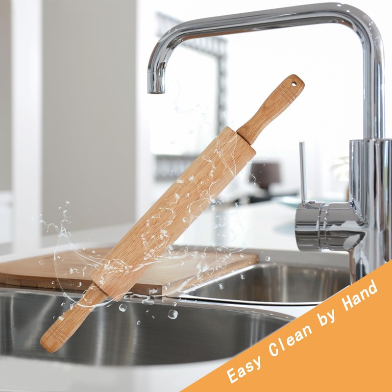 GreatChef Wood Rolling Pin for Baking & Dough, Non-stick Roller