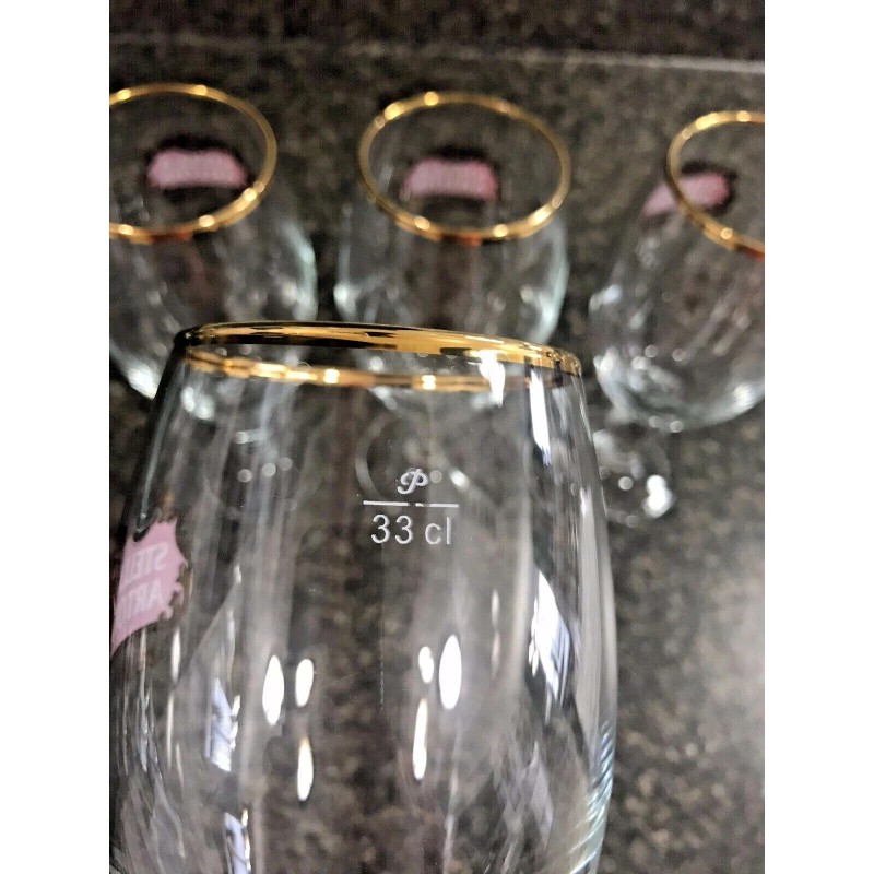 Stella Artois 4-Pack Original Gold Rim Glass Chalice 33cl