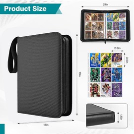 9 Pocket Trading Card Binder, 900 Pockets Card Sleeves with Zipper Card Display, for Game Cards,Premium Card Book, Sports Cards,Contains 20 Motivational Greeting Cards