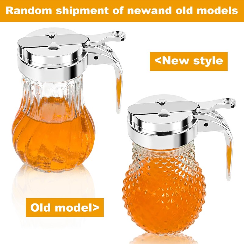 2Pcs 8oz Syrup Dispenser Honey Pot Glass Honey Dispenser Jar,