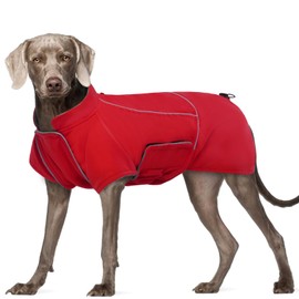 ROZKITCH Dog Raincoat Jacket Waterproof Windproof Dog Rain Jacket with Fleece Liner and Leash Hole Reflective Strip for Medium Large Dog, Adjustable Poncho Vest for Outdoor Hiking Travel Red 3XL