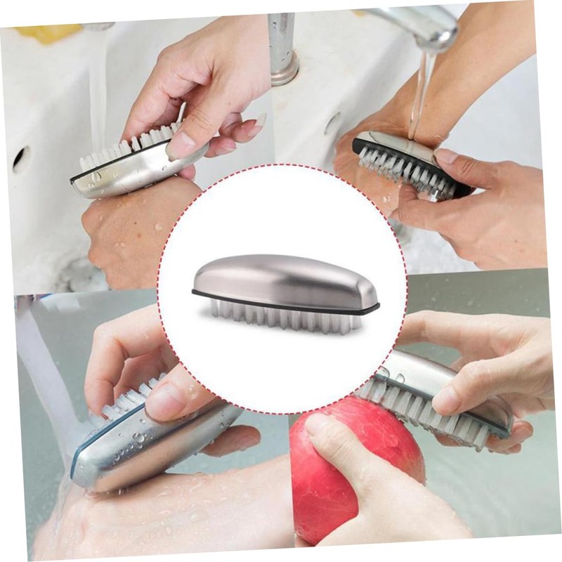 Ipetboom Pcs Stainless Steel Nylon Nail Brush Hand Nail Cleaning