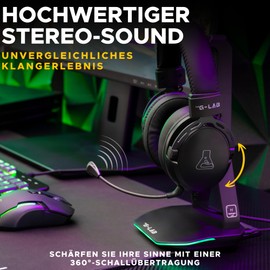 THE G-LAB Korp Titanium - Gaming Headset - Wired Gaming Headset with Removable Microphone, 3.5 mm Jack, High Quality Stereo Sound - Gaming Headset PC with Remote Control