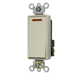 Leviton 5631-2T 20-Amp 120-Volt Decora Plus Rocker Lighted Handle, Illuminated OFF Single-Pole AC Quiet Switch, Light Almond