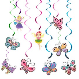 Butterfly Hanging Swirls, Fairy Hanging Decorations, Butterfly Birthday Party Decor for Girls, Spring Ceiling Decorations, Butterfly Baby Shower Decor (9Pcs)