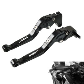 KBGRAX Motorcycle Aluminum CNC Adjustable Foldable Extendable Brake Clutch Levers for Yamaha YZF R1 2004-2014 YZF R6 2005-2016 Black