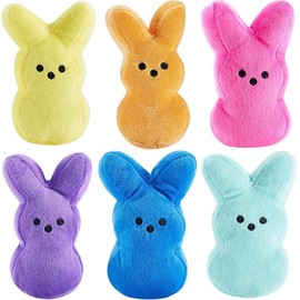 BOMBPARK 6PCS Cute Bunny Plush Toys,Easter Basket Stuffers Toys for Kids,Bunny Stuffed Animals,Easter Party Favors Gift for Girls Boys