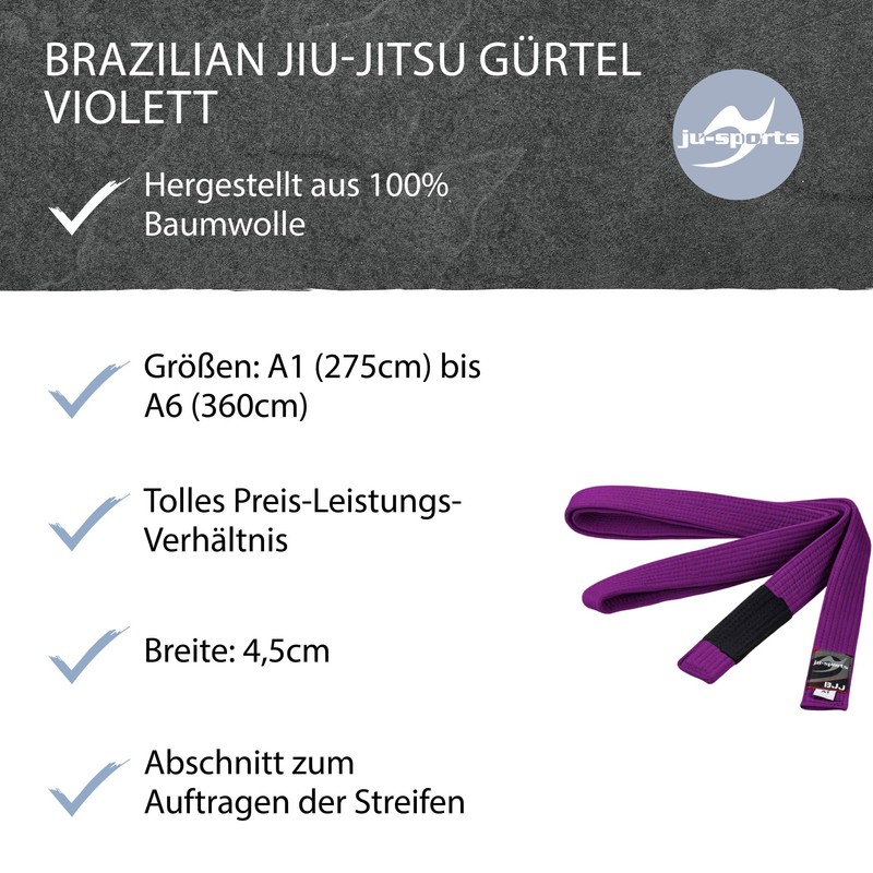 Ju-Sports Brazilian Jiu-Jitsu Belt, Purple, A1 (275)