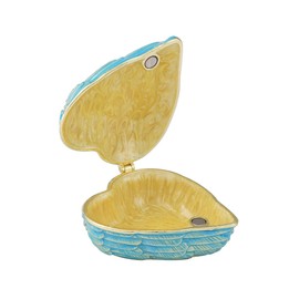 FASSLINO Heart Shape Trinket Boxes Hinged Hand-Painted Small Jewelry Box Wedding Favor Unique Gift for Women (Blue)