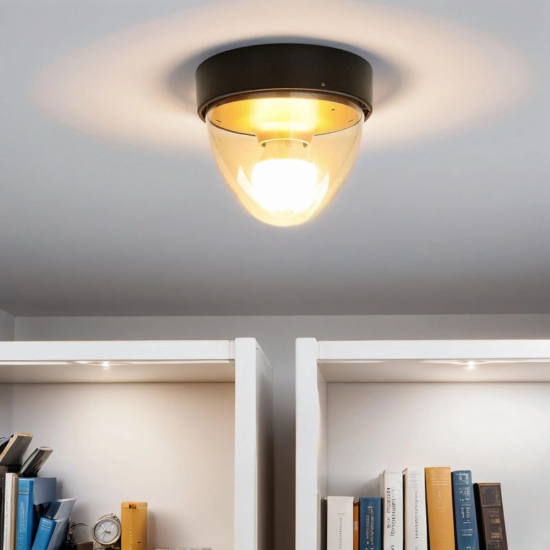 Licht-Erlebnisse Ceiling Light Plastic in Black Gold IP44 Bathroom Living