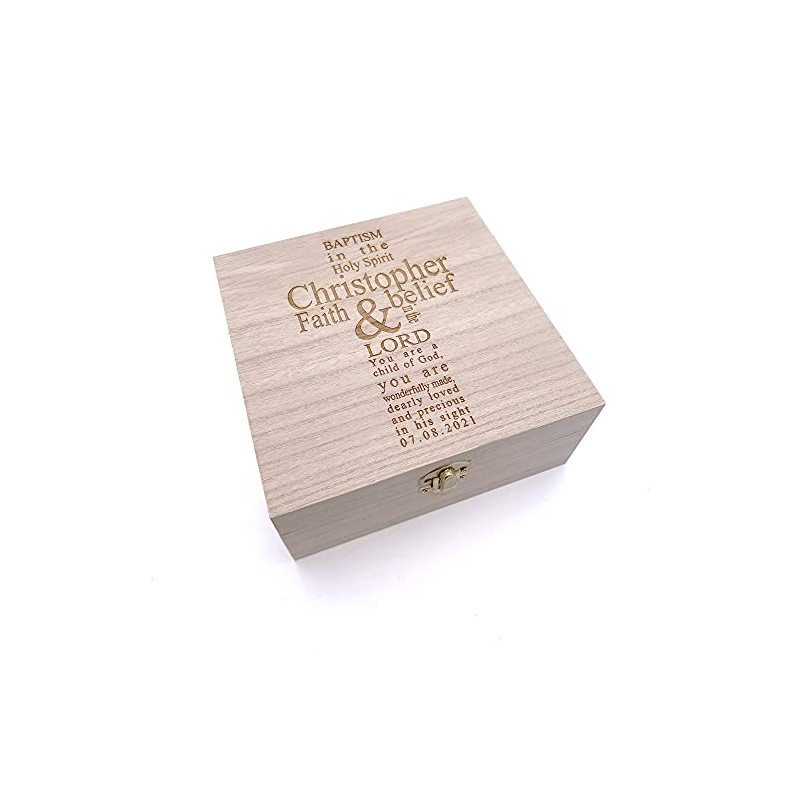ukgiftstoreonline Baptism Keepsake Wooden Memory Box Gift