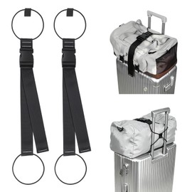 Adjustable Elastic Luggage Bungee Connector Straps, Carry-On Suitcase Add Bag Travel Strap Black 2pcs
