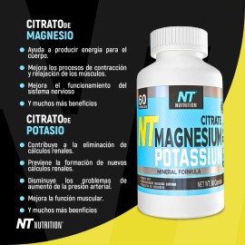 Nt Nutrition Citrato De Magnesio Y Potasio 60 Caps 500 Mg Sin Sabor                                                                                   