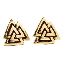 WINDALF Valknut Vintage Stud Earrings 8 mm Viking Odins Knot Viking Jewellery Earrings Wotan Knot High Quality Bronze, Bronze, No Gemstone