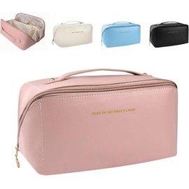Bolsa de Cosméticos Mujer, Neceser Maquillaje de Gran Capacidad, Makeup Bag de Viaje, Bolsa de Aseo de Cuero Impermeable, Organizador Baño con Asa Portátil, Neceser con Múltiples Compartimentos Makeup Bag de Viaje, Bolsa de Aseo de Cuero Impermeable, Orga