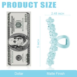 TOCESS Flower Hair Claw Clips: 6-Pack Matte 5 Inch Hawaiian Claw Clips for Thick/Thin/Long/Short Hair Women/Girls/Teens, Cute Decorative Summer Beach Party Gifts