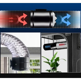 Inline Booster Duct Fan HVAC Exhaust Ventilation Fan 8 Inch with Bracket Low Noise High Air Flow Extractor Fan for Basements, Bathrooms, Kitchens, Attics, Grow Tents, Black