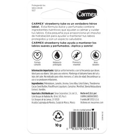 Carmex, Bálsamo Labial Hidratante Classic en Tubo sabor Fresa, para Labios Secos y Agrietados, Protege y Suaviza, 10 gr