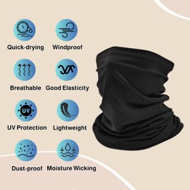 Issimober Pack of 3 Multifunctional Scarf, Tube Scarf, Elastic, Breathable, Neckerchief, Black, Quick-Drying, Windproof Loop Scarf, Men/Women, Sun Protection Mask for Running, Hiking, Outdoor Sports