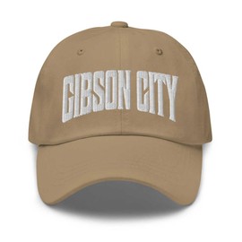 Gibson City Baseball Cap Gibson City Dad Hat Illinois IL Hat Embroidered Souvenir Khaki