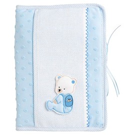 FILET - Borsa per Pannolini e Salviette da Ricamare in Morbido Tessuto, Organizer per il Cambio con Apertura a Libretto, Idea Regalo per Futuri Genitori, Made in Italy, Colore Azzurro