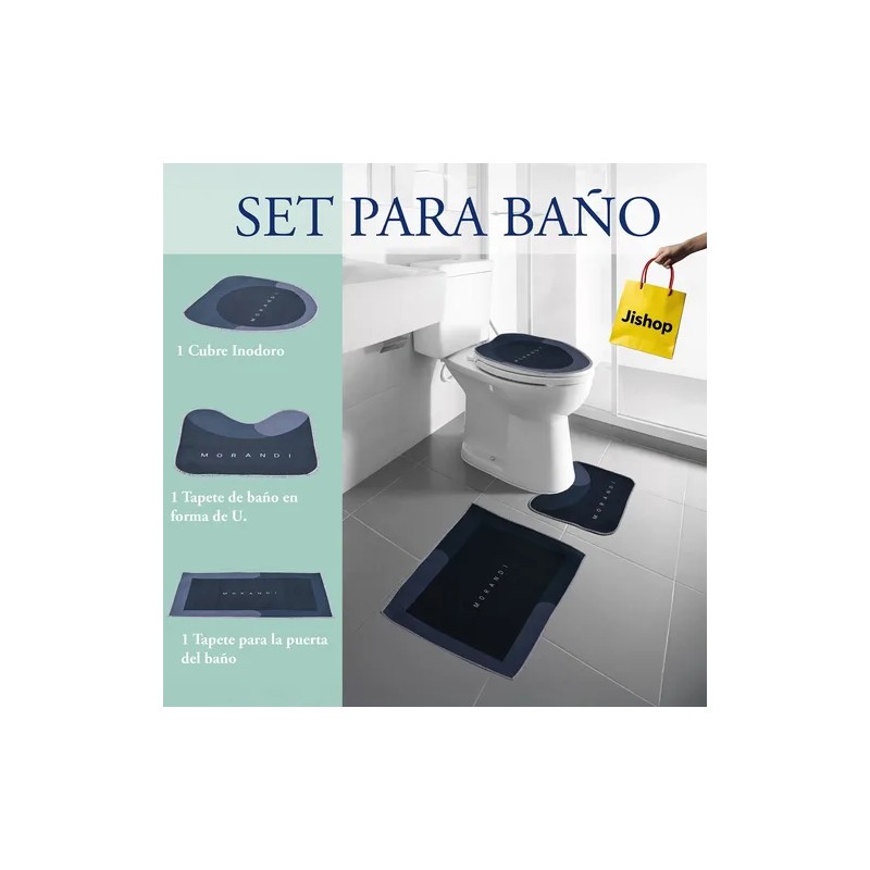 3pz Tapete Baño Ultra Suave Alfombra Antidesliz Absorbente