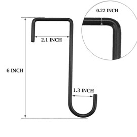 Vinyl Fence Hooks Patio Hooks Black - 8 Pack 2 x 6 inch, Hangers for Indoor & Outdoor Hanging Lights, Plants & Planters, Bird Feeder, Decorations, Sprinkler, Hose …