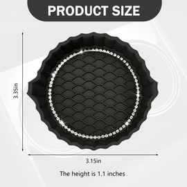 TNAIYH 4PCS Bling Car Cup Holder Coasters, Crystal Rhinestone Silicone Vehicle Water Embedded Pad, Anti Slip Diamond Automotive Interior Drink Insert Mat Accessories, Universal Fit (Black)
