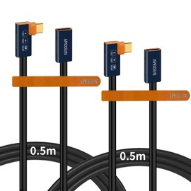 APEXSUN USB C Extension Cable(1.6FT), Short USB-C Elbow Male to Female Coaxial Cable Support Thunderbolt 4/3,USB4, PD240W,8K/4K Video,40Gbps Date Transfer for SSD, EGPU, Docking,MacBook,Phone