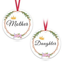 2PCS Mother Daughter Christmas Ornament Mother Daughter Matching Gift Rory and Lorelai Gilmore Gifts Daughter Ornament from Mom Xmas Keepsake for Mom and Daughter Xmas Tree Decoration