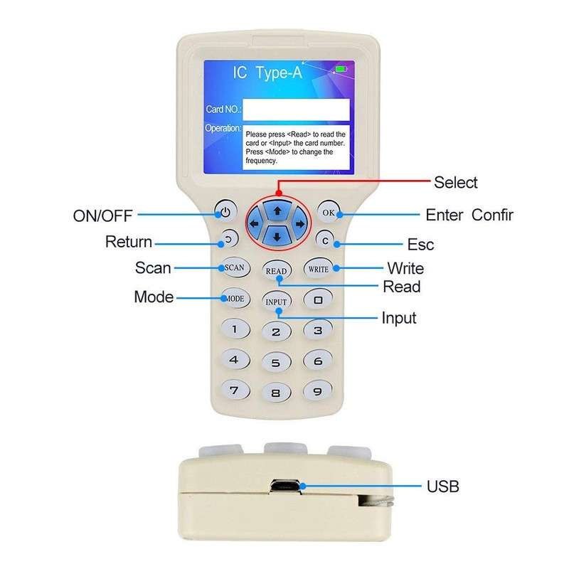 LEXI ID IC HID Card Copier NFC Reader 125KHz 13.56MHz