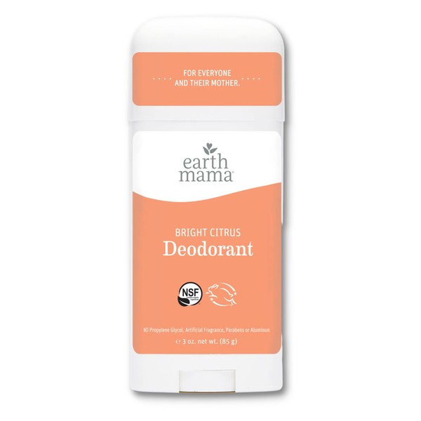 Earth Mama Deodorant for Sensitive Skin, Pregnancy and Breastfeeding Bright Citrus, 3-Fluid Ounce