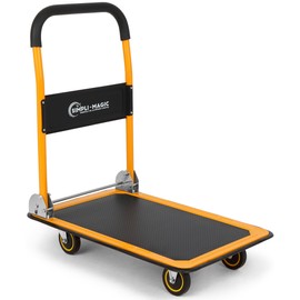 SIMPLI-MAGIC Push Cart Dolly, 330 LBS – Foldable Moving Platform Hand Truck – Easy Storage, 360 Degree Swivel Wheels Flat Bed Cart