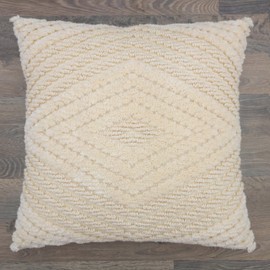 Woven Virtues Boho Diamond Throw Pillow Covers (Set of 2, 20x20) – 100% BCI Organic Cotton, Handwoven Off-White Decorative Cushion Covers, Luxuriously Soft, Farmhouse & Bohemian Home Décor