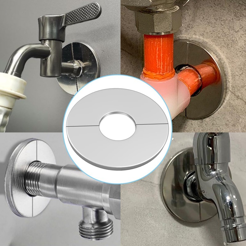 Wall Split Flange Stainless Steel split Escutcheon Plate Self-Adhesive Plumbing