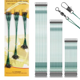 Fishing Leaders Kit Saltwater, 60pcs Stainless Steel Wire Leaders with Swivels Snaps Fishing Line Leader Fishing Tackle Lure Bait Rig Hooks Connector 6/8/10inch