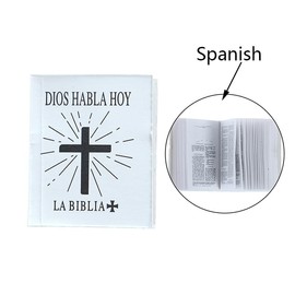 Mini bibles Dollhouse Miniature Holy Bible Religious Christian Jesus Dolls Books Mini Holy Bible Spanish Silver (1.5" H)