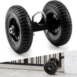 Threlaco Rolling Fence Gate Wheel for Metal Wooden Fence Chain Link Farm Support Wheel with Rubber Sliding Gate Kit and Adjustable Steel U Bolts (8 Inch)